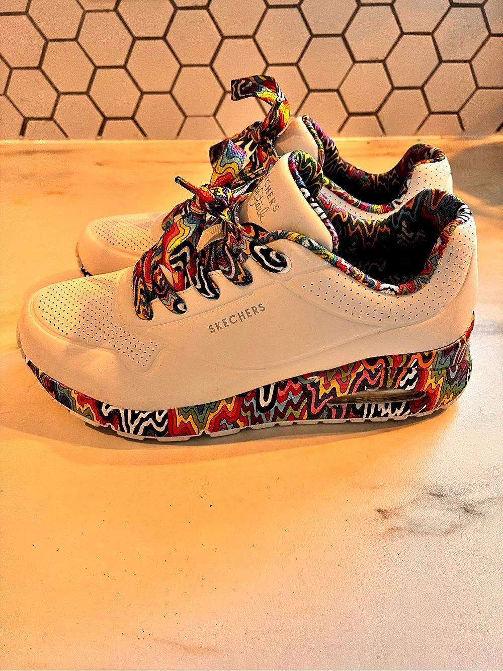 Skechers x Jen Stark: Uno - Mini Drip Sneakers White & Multicolor US 7